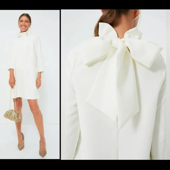 NWT Ivory Tuckernuck Daphne Back Bow Mini Dress Sz S